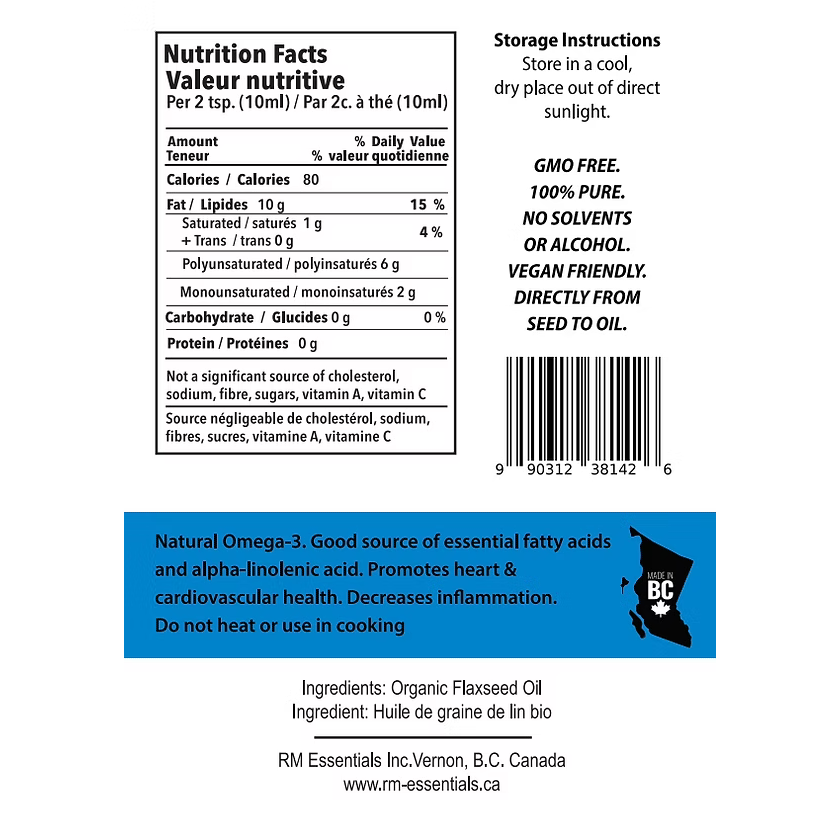 Organic Cold-Pressed Flaxseed Oil