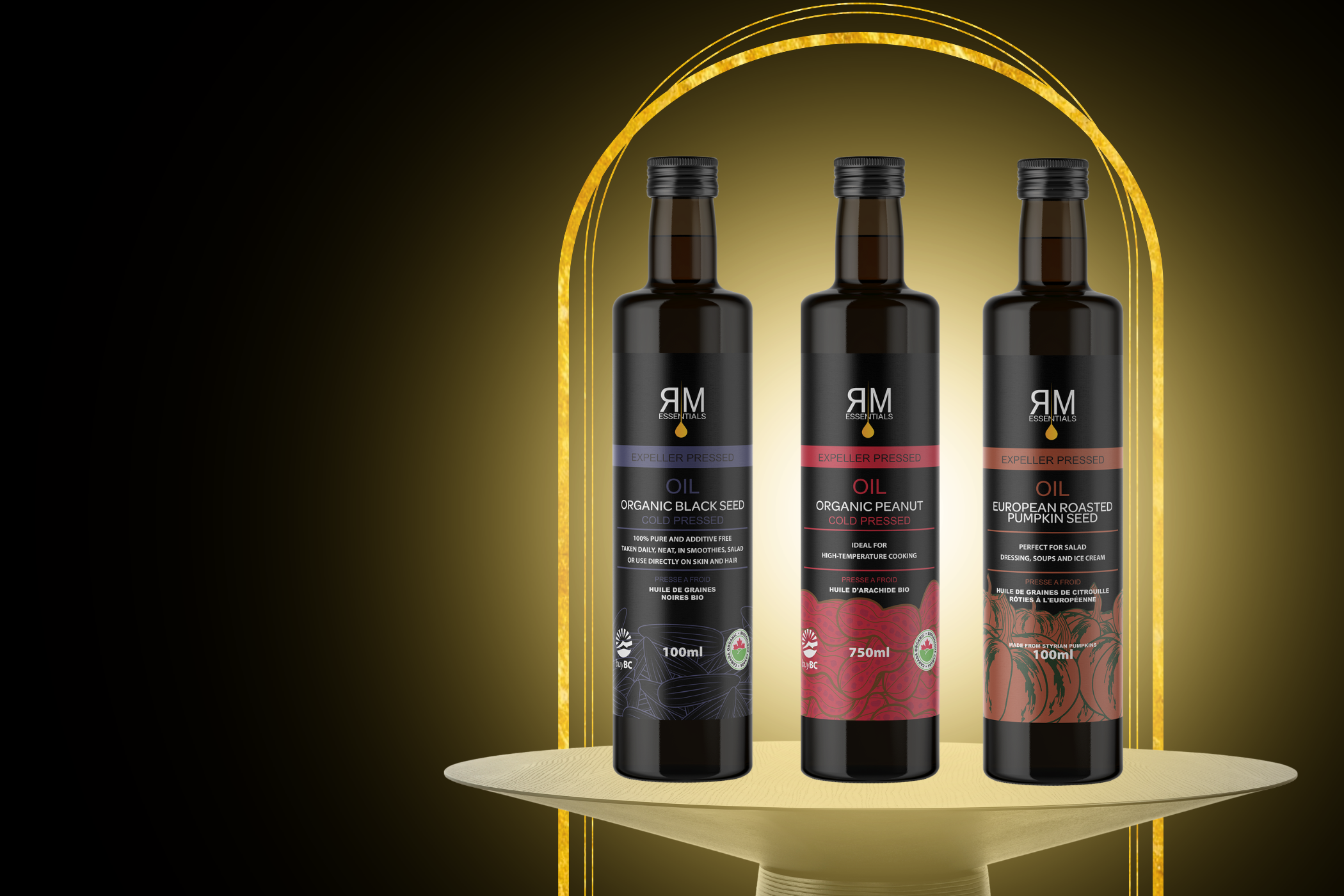 RM Essentials Summer Essentials Bundle with black seed, peanut and roasted pumpkin seed oils