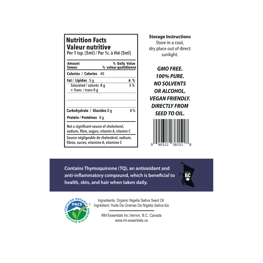 Organic Cold-Pressed Black Seed Oil