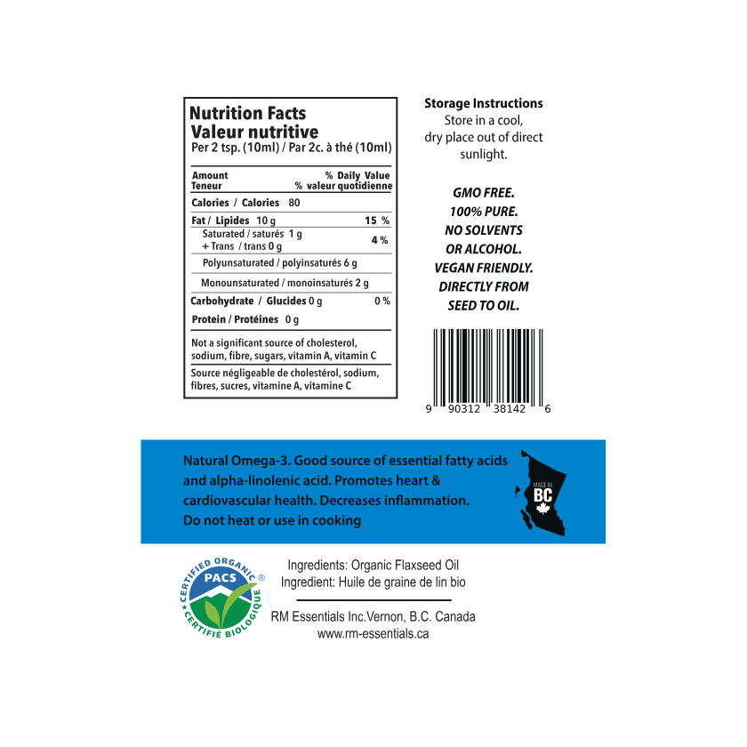 Organic Cold-Pressed Flaxseed Oil