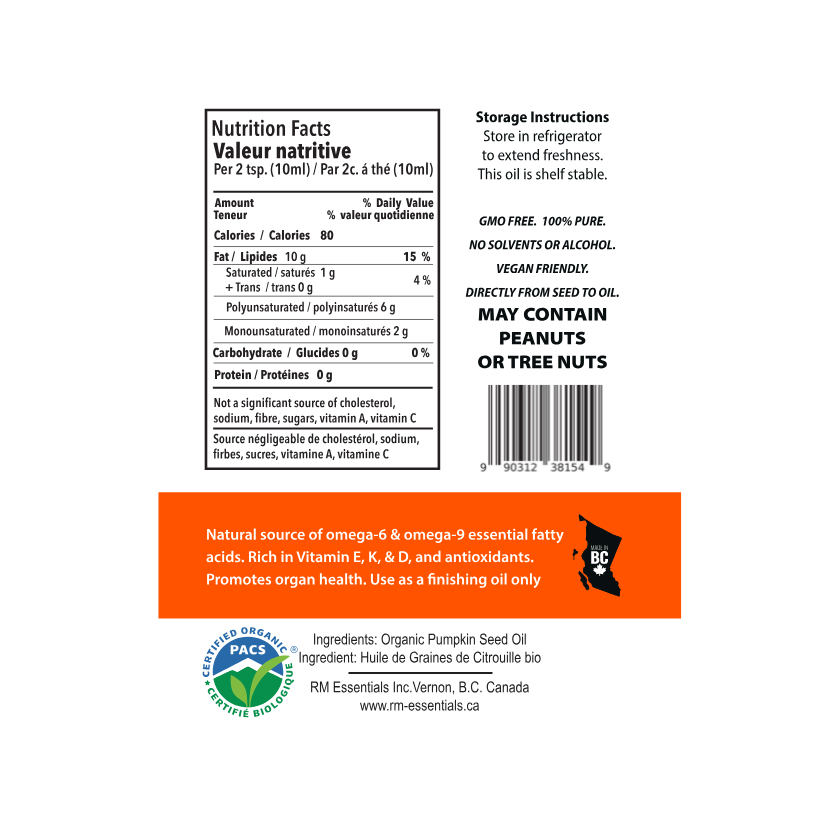 Organic Cold-Pressed Pumpkin Seed Oil